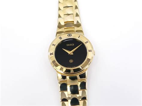 Gucci 3300L Black Dial 18k Gold Plated 